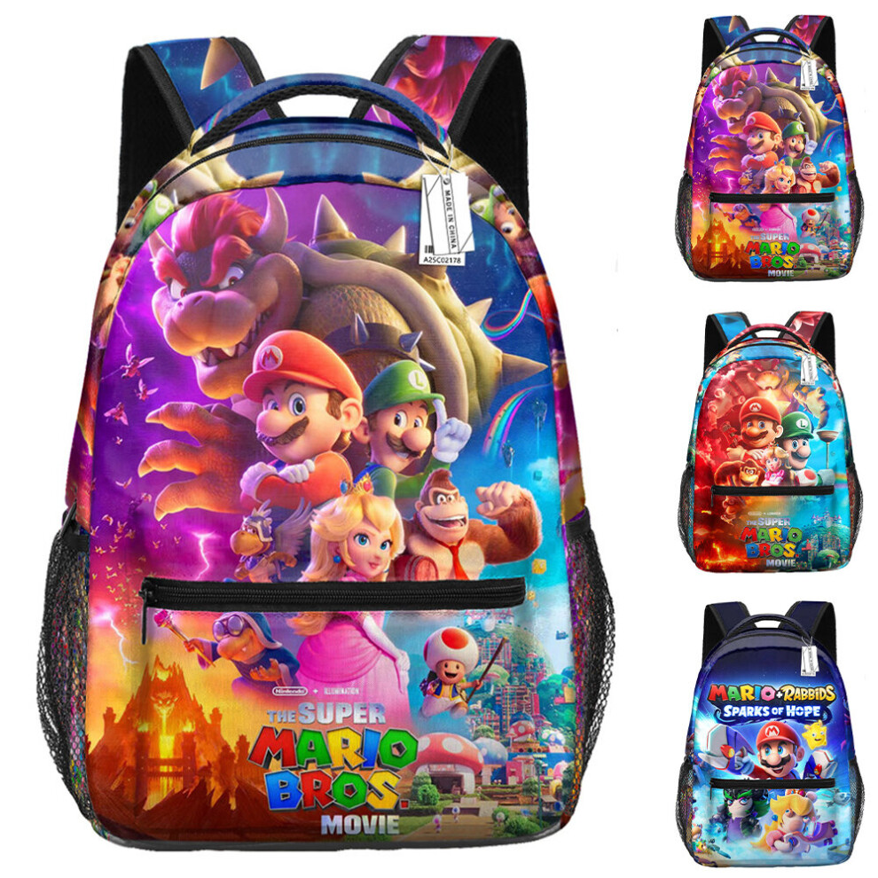 (B) Super Mario Kids Backpack Student Rucksack Children School Shoulder Bags Travel Bookbag