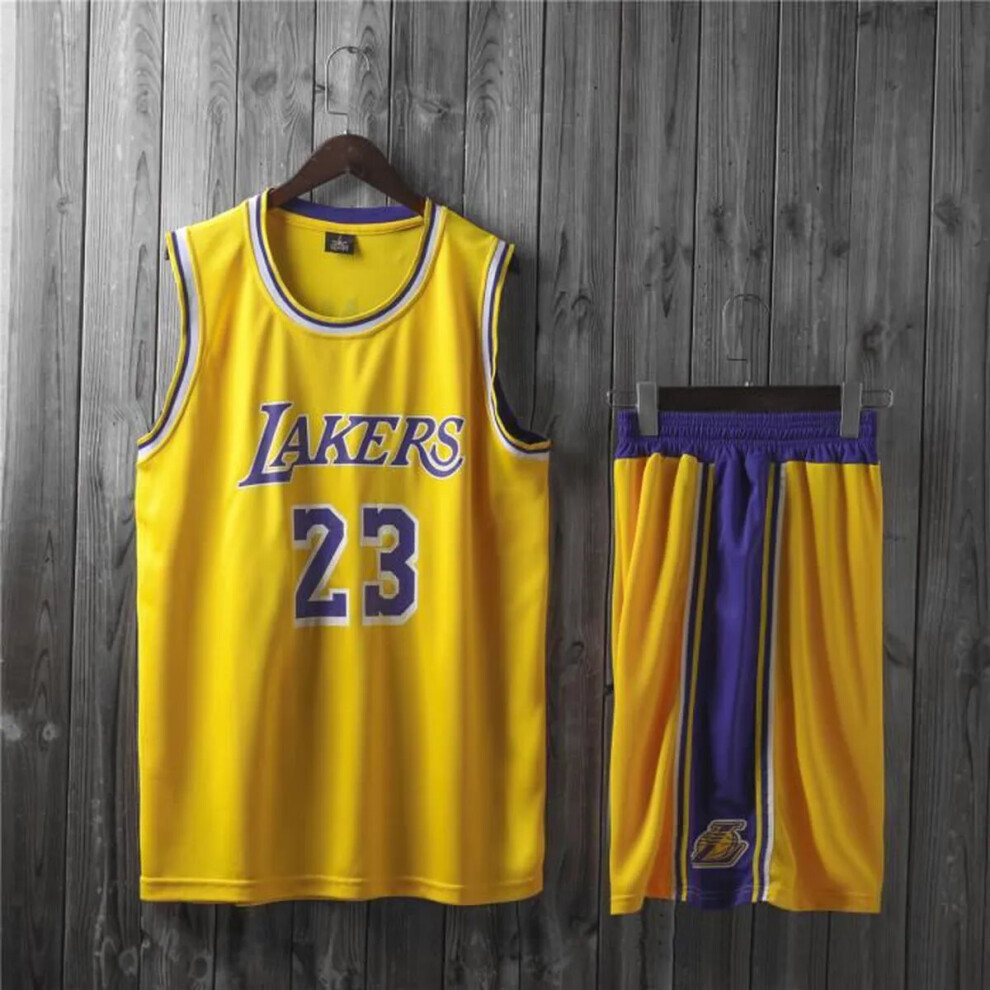 (Yellow 23# L) Lakers LeBron James adult and children's jersey set