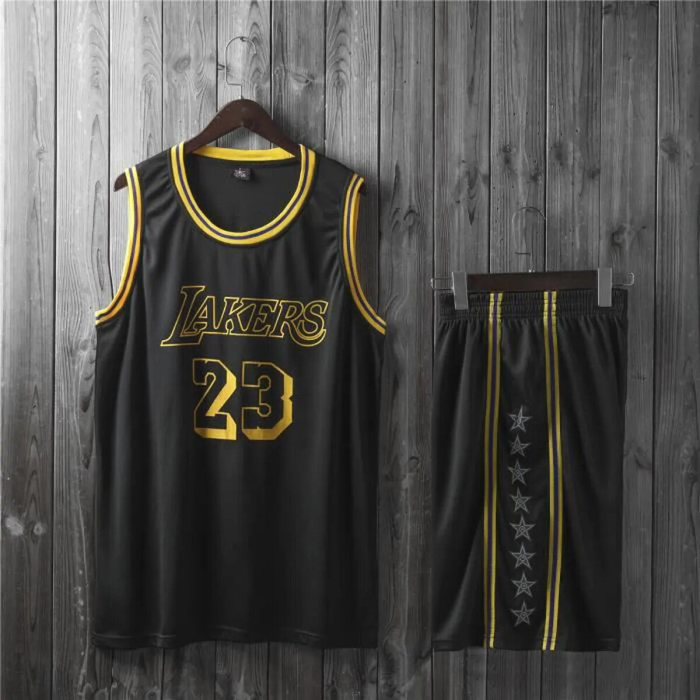 (Black 23# 110cm) Lakers LeBron James adult and children's jersey set