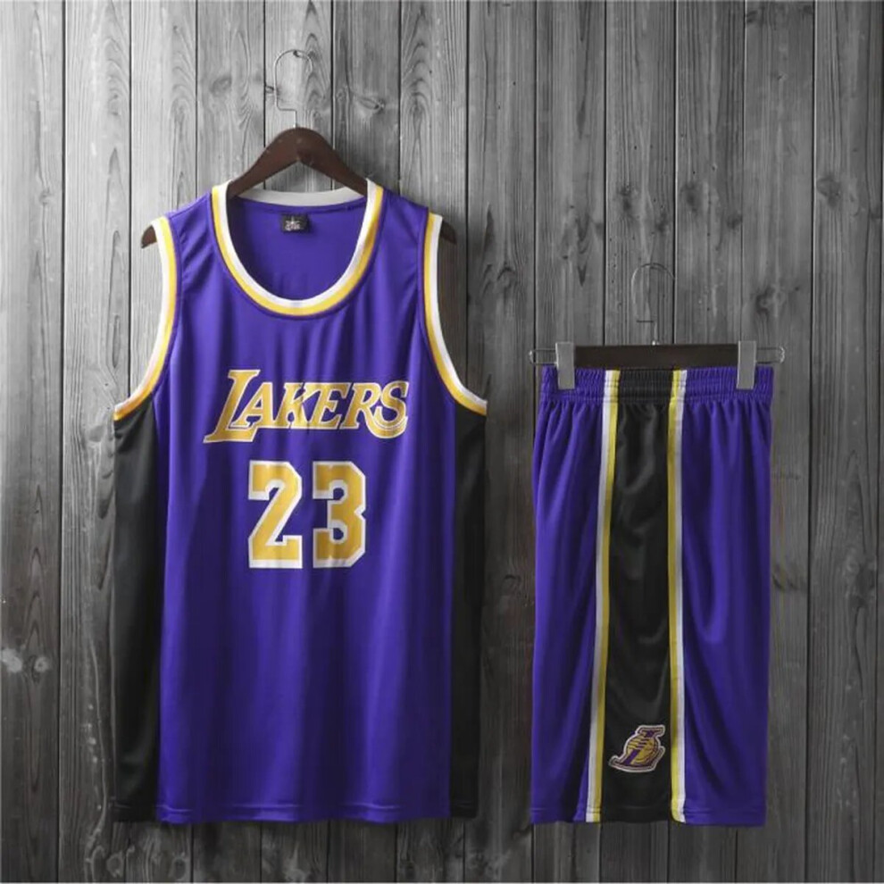 (Purple 23# 140cm) Lakers LeBron James adult and children's jersey set