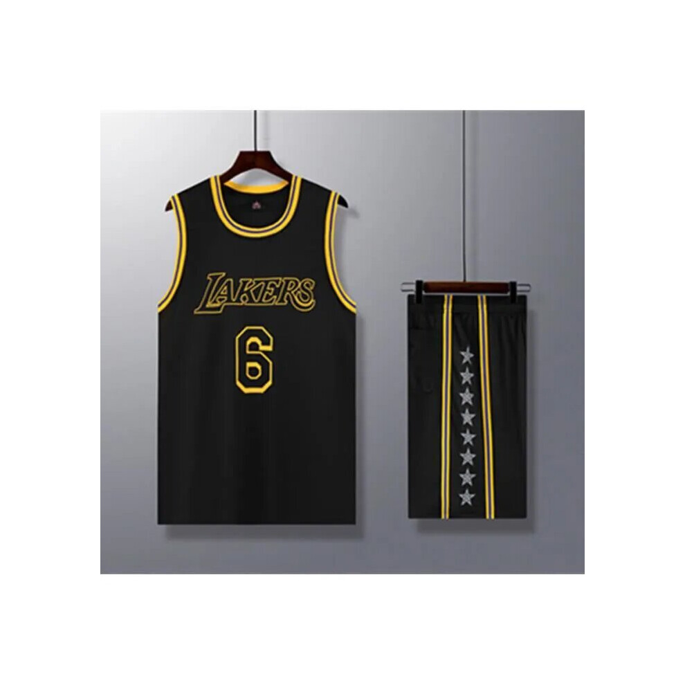 (Black 6# XXXXL) Lakers LeBron James adult and children's jersey set