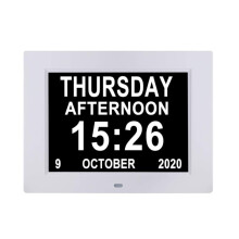 (8 Inch, White) Digital Alarm Clock Dementia Elder Christmas Gifts