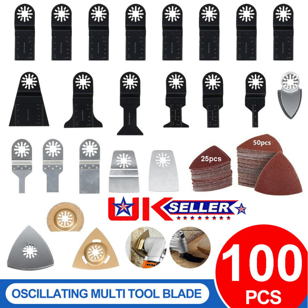 100XMulti Tool Saw Blade Set Carbide Metal Wood for Dewalt Makita Fein