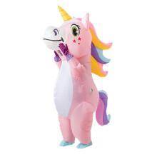 (Pink is suitable for height (150-190) cm) Adult Inflatable Unicorn Costume Pink Full Body Unicorn Cosplay Costumes with Blower Funny Party Halloween Costume