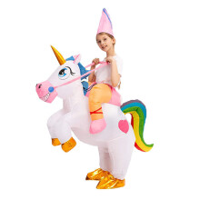 (Colorful unicorn is suitable for children with a height of (120-145) cm) Adult Inflatable Unicorn Costume Pink Full Body Unicorn Cosplay Costumes with Blower Funny Party Halloween Costume