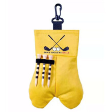 Yellow Golf Tee and Ball Holder with Carabiner Hook Holder Clasp