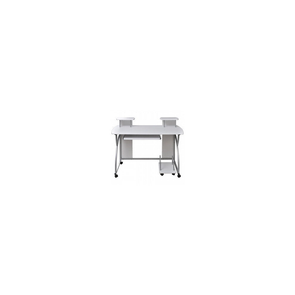 (White) vidaXL Mobile Computer Desk Pull Out Tray Finish Table Multi Colours/Sizes