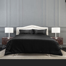 (KING (230 X 220)CM, Black) Stripe Duvet Cover Reversible Bedding Quilt Set UK