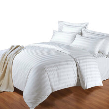 (DOUBLE (200 X 200)CM, White) Stripe Duvet Cover Reversible Bedding Quilt Set UK
