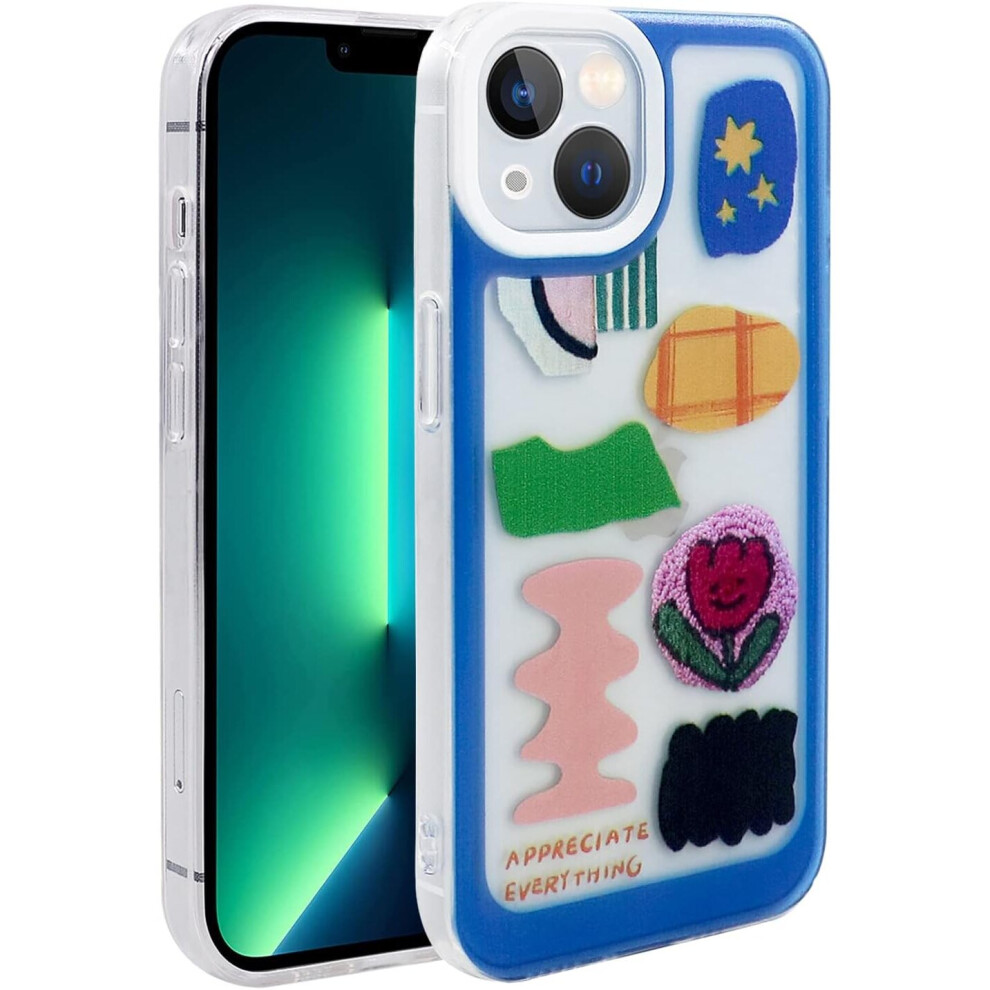 Iphone 14 Plus Case Clear, Not Yellowing Phone Case For Iphone 14 Plus (6.7 Inch) With Slim Cover Protection Shockproof Bumper, Patch Blue 7042558498185