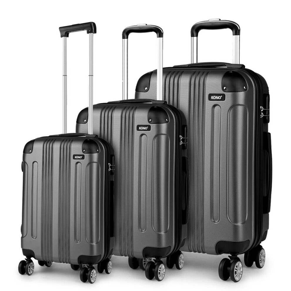 KONO-19/24/28 Inch ABS Hard Shell Suitcase 3 Pieces Set Luggage - Grey