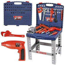 Kids 69 Piece Toy Tool Kit Play Set Folding Work Bench Workshop with Drill