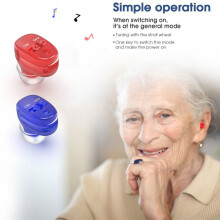 (Blue) Elder Rechargeable Hearing Aid Mini Invisible Adjustable Tone Sound Amplifier Portable Hearing Aids