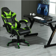 (GREEN) Swivel Gaming Chair Faux Leather Desk Tilt Chair A