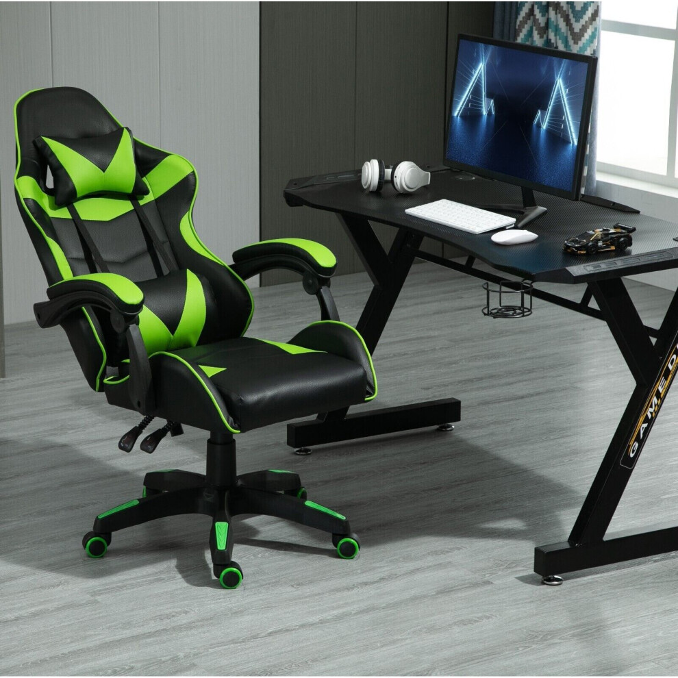 Mcc (Green) Swivel Gaming Chair Faux Leather Desk Tilt Chair A Green