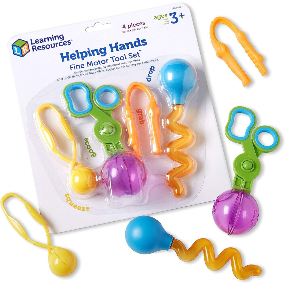 Learning Resources Helping Hands Fine Motor Tool Set Toy, Fine Motor and Sensory Toy, Fine Motor Games, Ages 3+