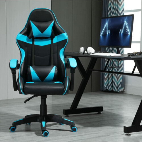 (BLUE) Swivel Gaming Chair Faux Leather Desk Tilt Chair A on OnBuy