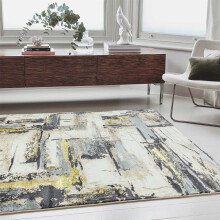 (Small 80x150cm) Orion Decor Abstract Metallic Rugs in OR03 Yellow