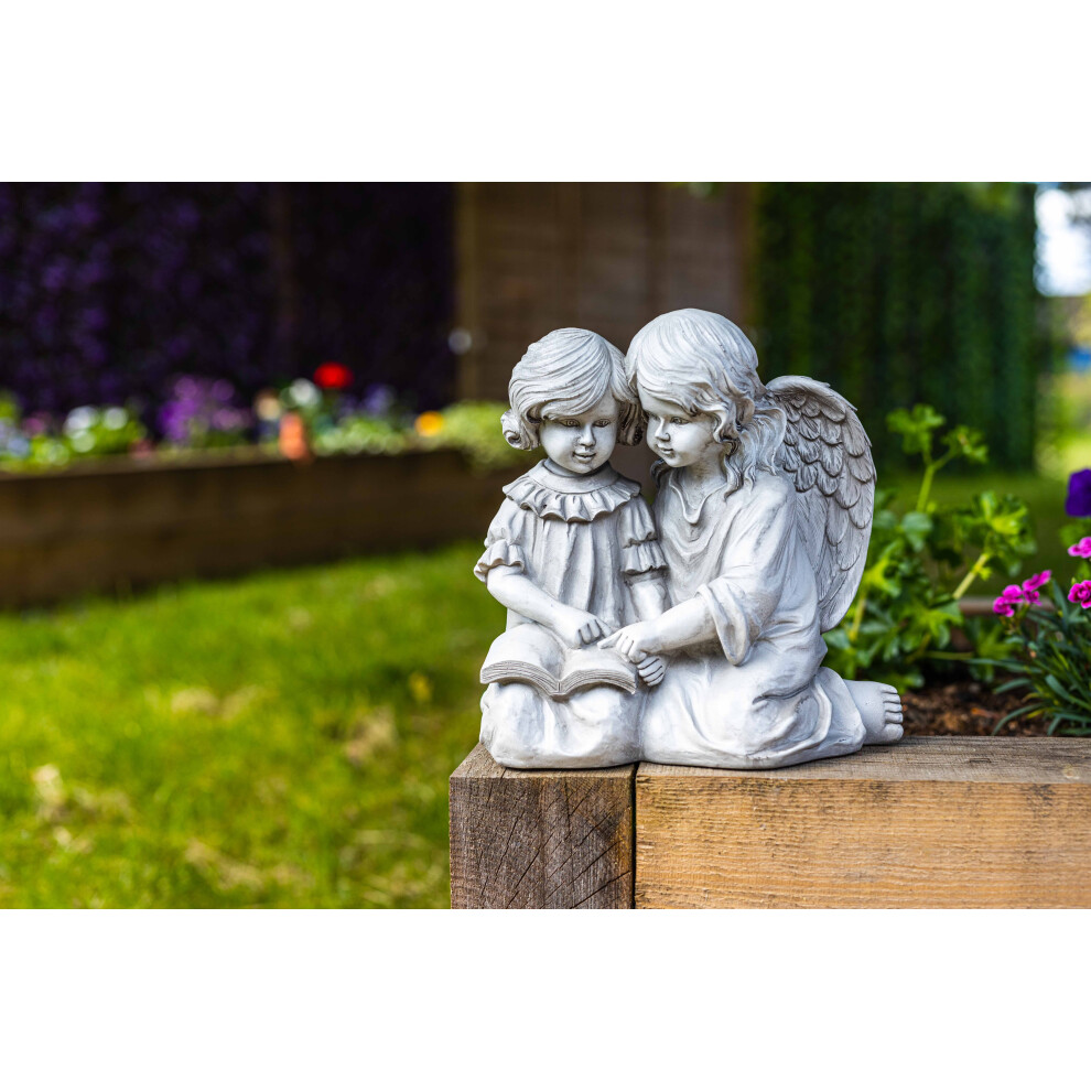 Stone Effect Resin Children Ornaments Garden Statues Boy & Girl