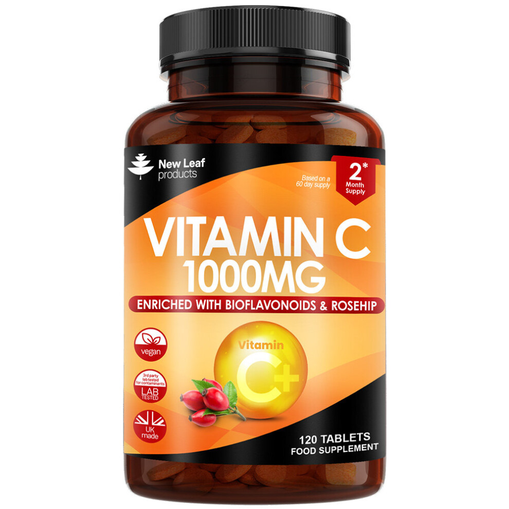 New Leaf Product Vitamin C 1000Mg - 120 Tablets + Bioflavonoids,Rosehip & Ascorbic Acid