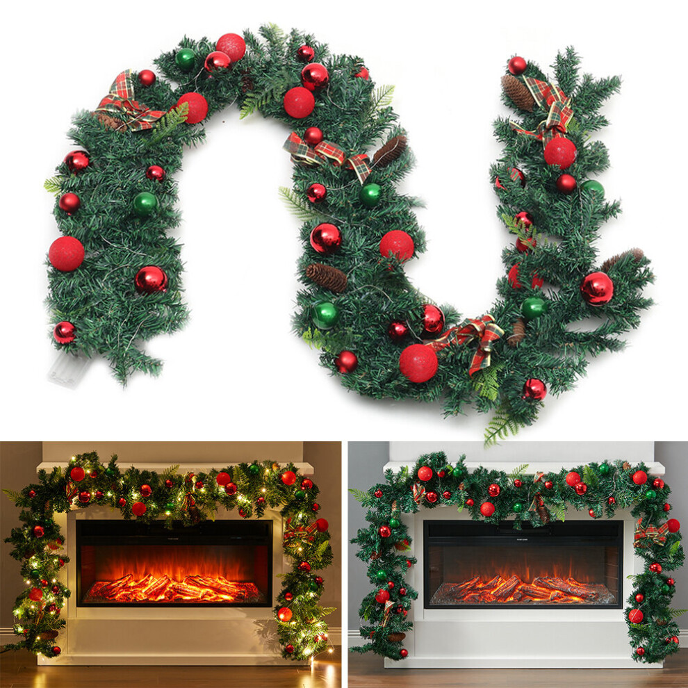 Living And Home 2.7M Christmas Garland Led String Door Wreath Xmas Fireplace Stair Decor Light
