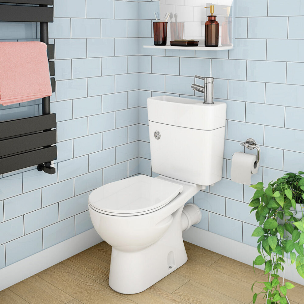 Nes Home Promo | Modern 2 In 1 Compact Combo White Basin And Close Coupled Toilet