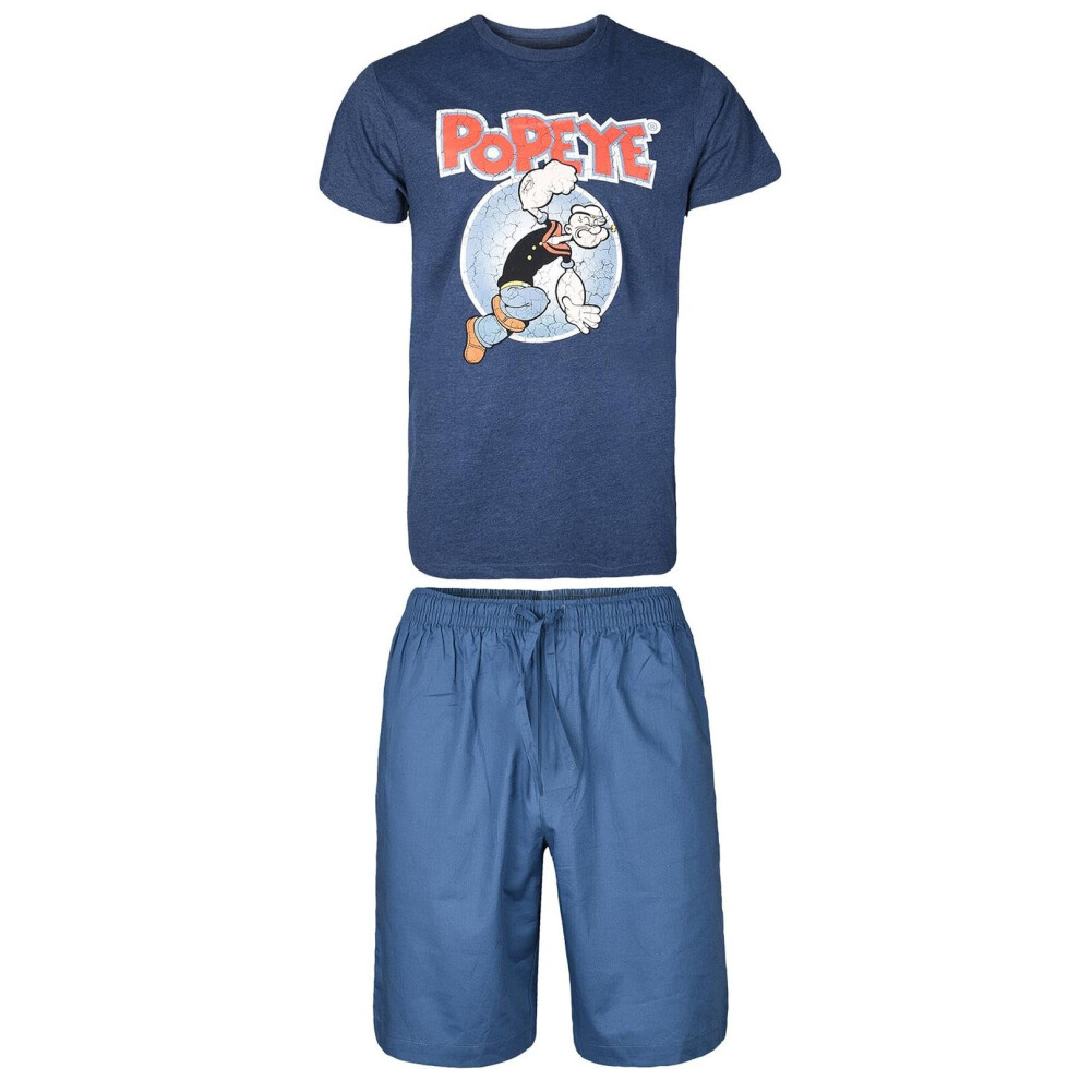 (S) Men Shorts Popeye Style Loungewear Set Top Bottom