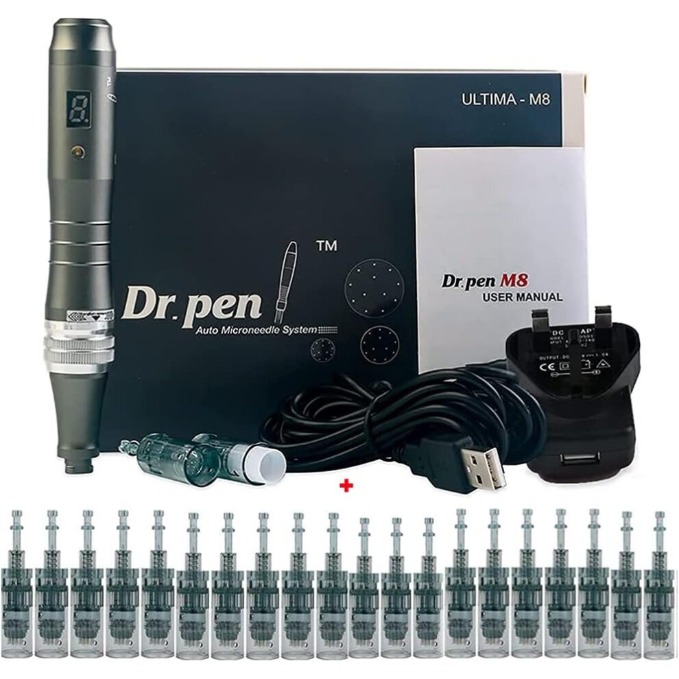 Dr. Pen Ultima M8 Professional Microneedling Pen-Skin Care Tool Kit with 22pcs Needles Cartridges (16pins x12+ 36pins x10)
