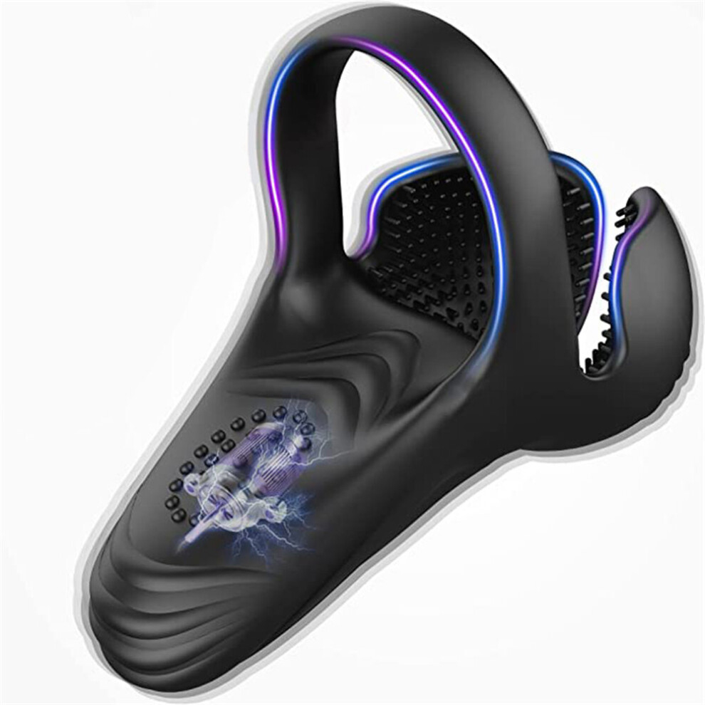 Cock Ring Vibrators with Testicles Vibration, Ring Stretchable Silicone Sex Toy for Men