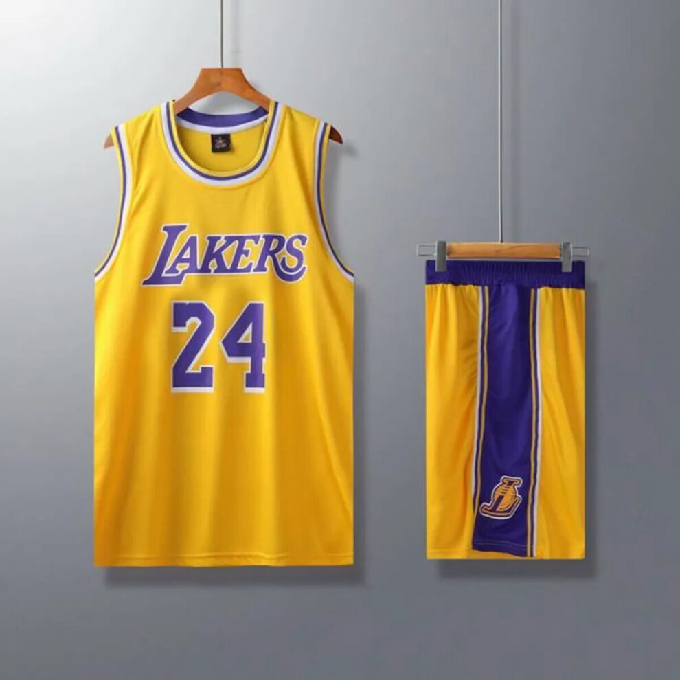 (Yellow 24# 150cm) Lakers Kobe Bryant adult and children's jersey set