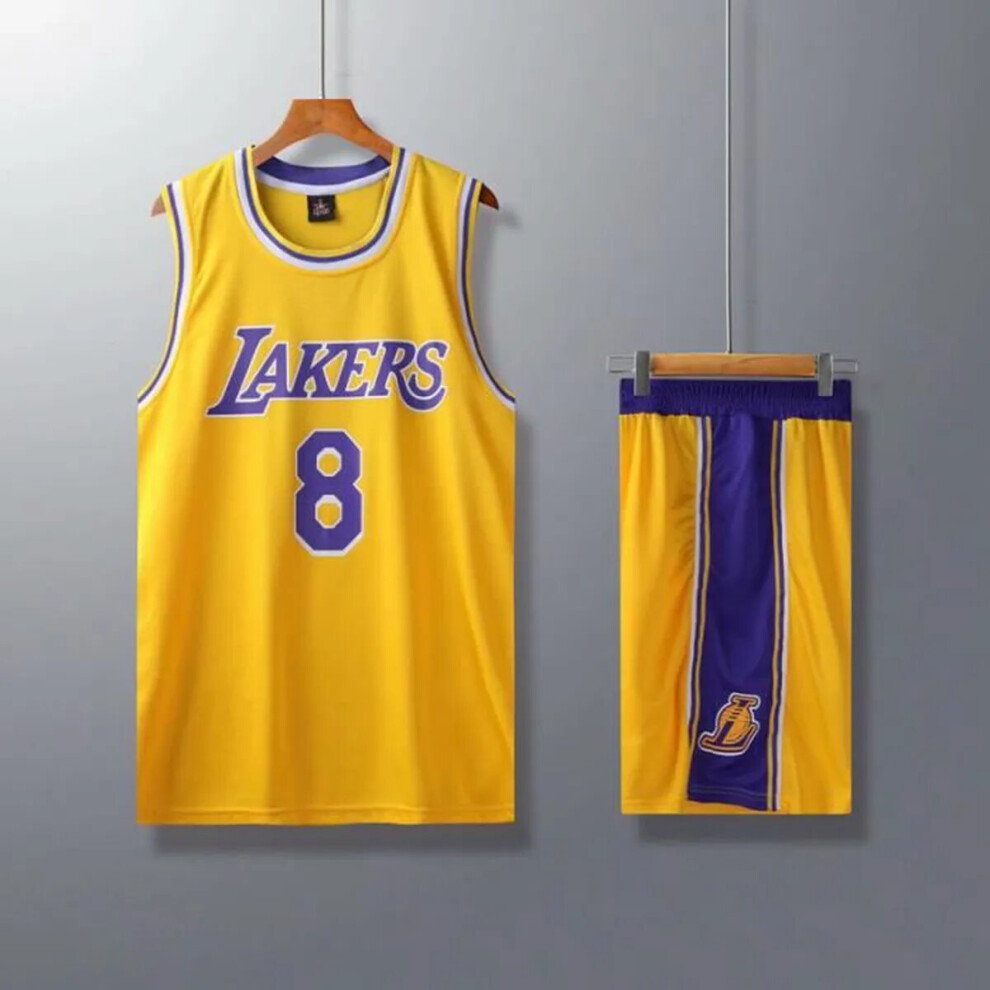 (Yellow 8# 110cm) Lakers Kobe Bryant adult and children's jersey set