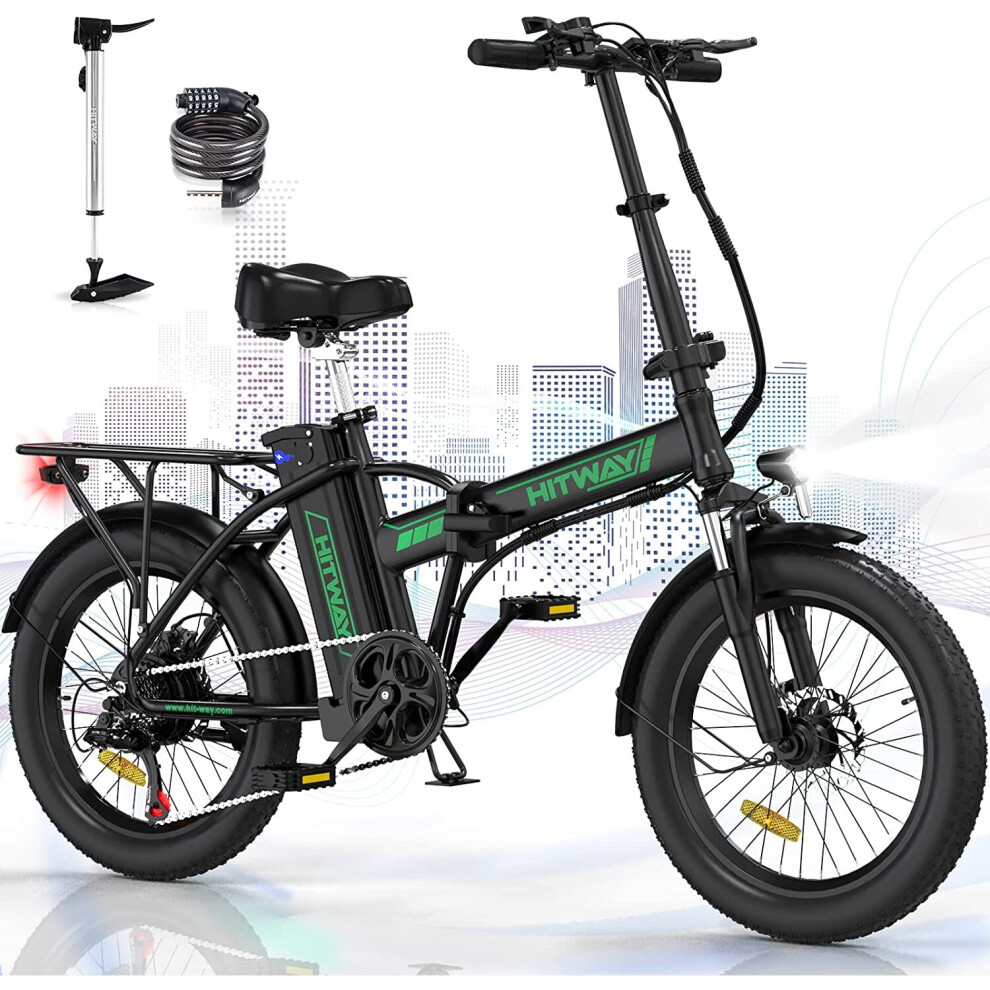 (HITWAY Electric Bike for Adults,20" Ebikes, up 90KM Fold Bike Citybike MT Bicycle) HITWAY Electric Bike,20" Ebikes, up 90KM Fold Bike