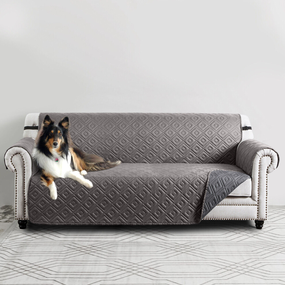 (3 Seater  (280 cm Width x 179 cm Length)) Grey Sofa Cover Pet Protector Couch Throw Covers