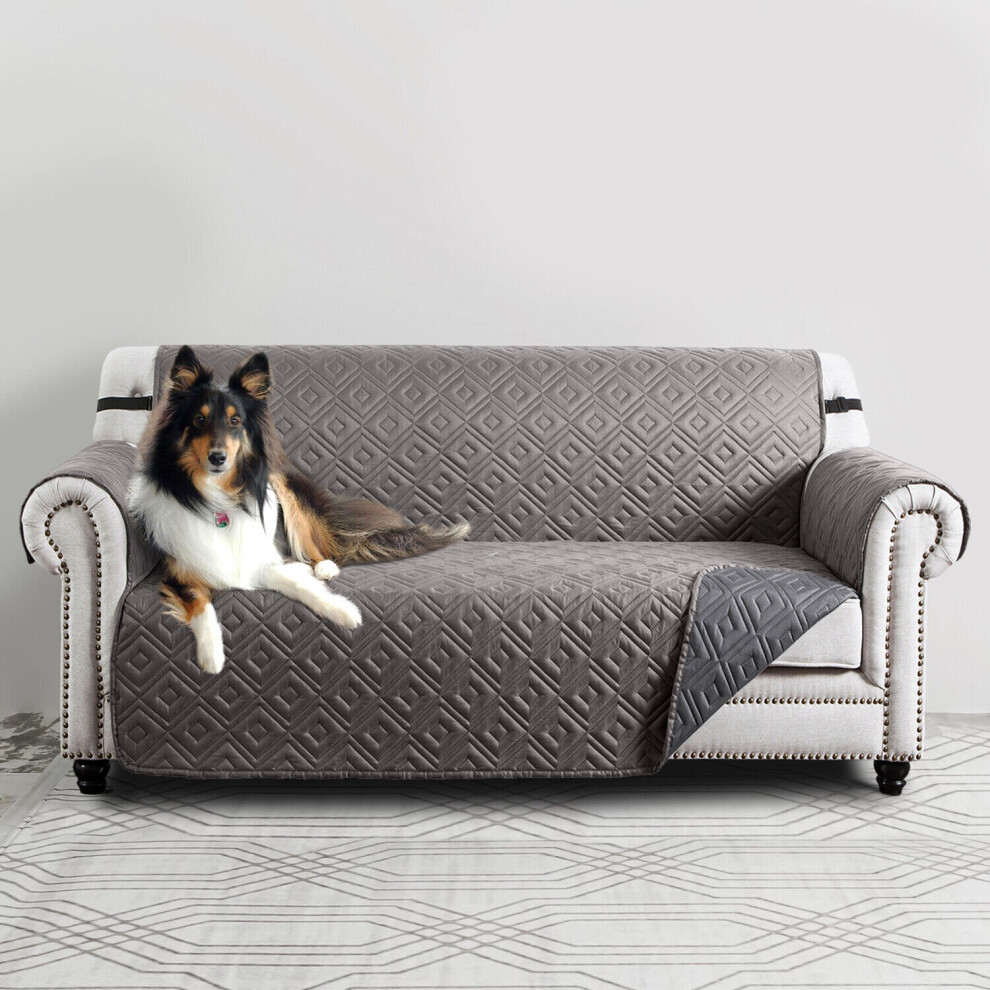 (2 Seater (227 cm Width x 179 cm Length)) Grey Sofa Cover Pet Protector Couch Throw Covers