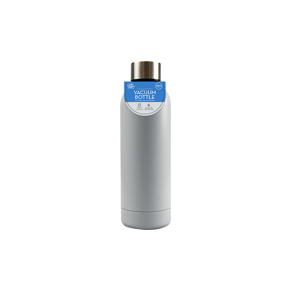 (Grey) 500ml Stainless Steel Vacuum Water Bottle Insulated Sports Drink Flask Hot Cold