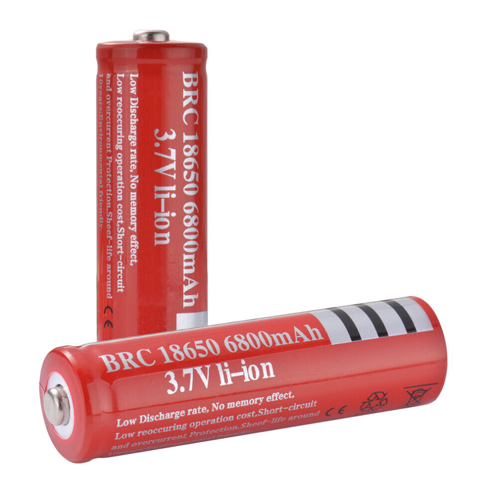 (4 Pcs Batteries) 18650 Model Ultro High Drain 20A Flat Raise Head Top 3.7V Li-ion Battery 6800mAh Torch Doorbell Lamp Toys Game Button Top Batteries