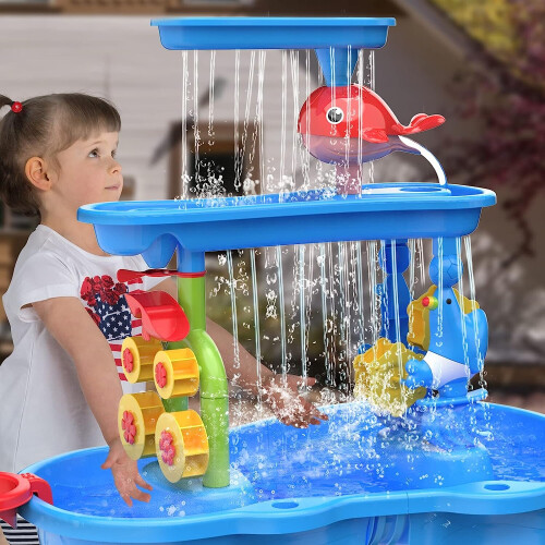 Toddler Water Table | Kids Sand Water Table | 3-Tier Outdoor Water Play ...