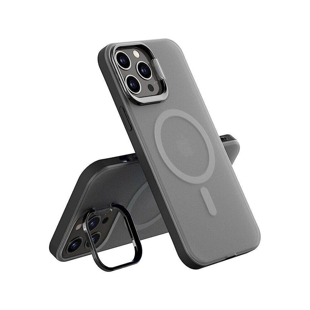 Case Compatible with iPhone 13 Profor MagSafe,Hard Cover Camera Lens Protector Phone Stand Matte Clear PC+TPU Shockproof Protection Accessories (13