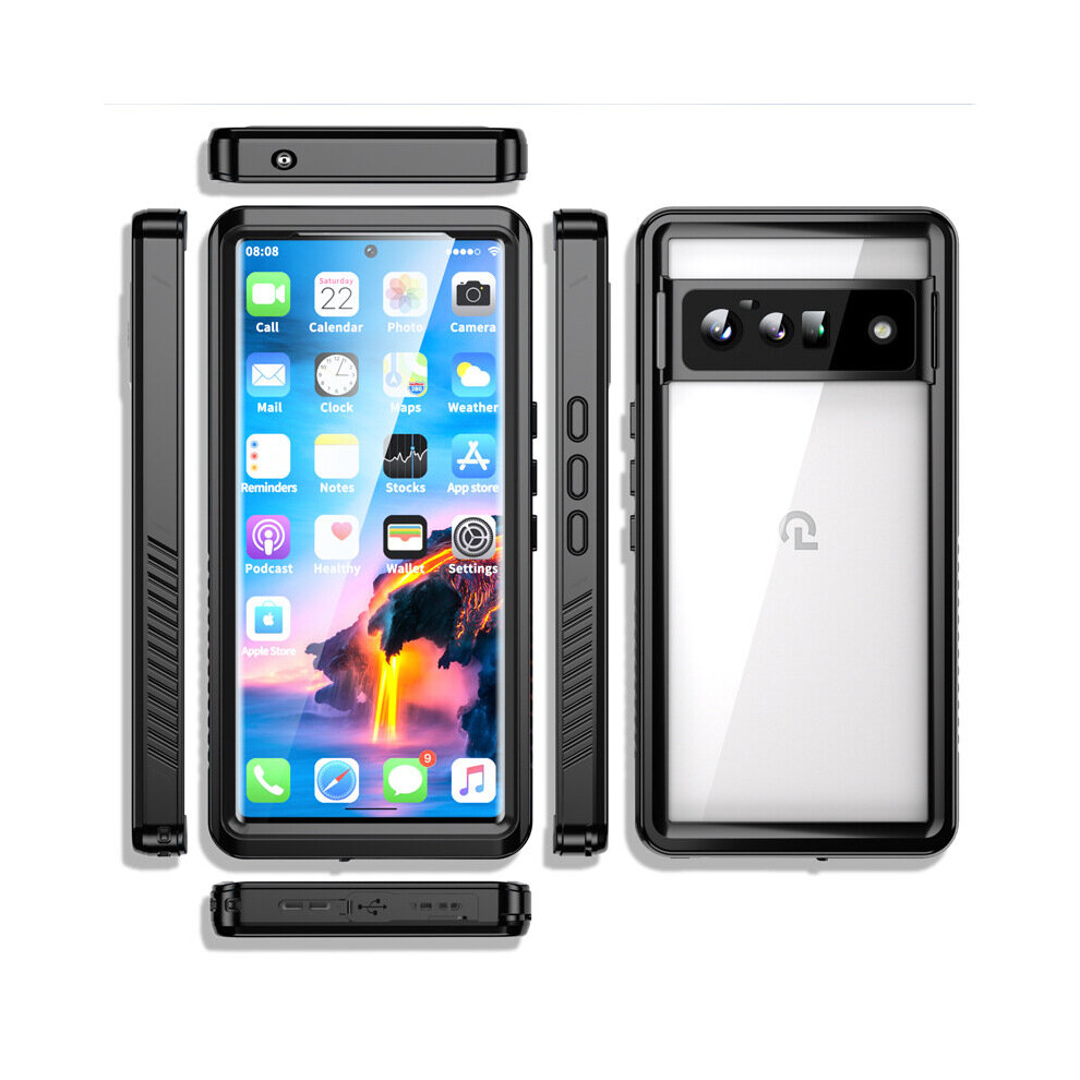 Google Pixel 6 Pro Case Waterproof Shockproof Clear Rugged Protective Case with Built-in Screen Protector, Full Body Case Slim Cover for Pixel 6 Pro