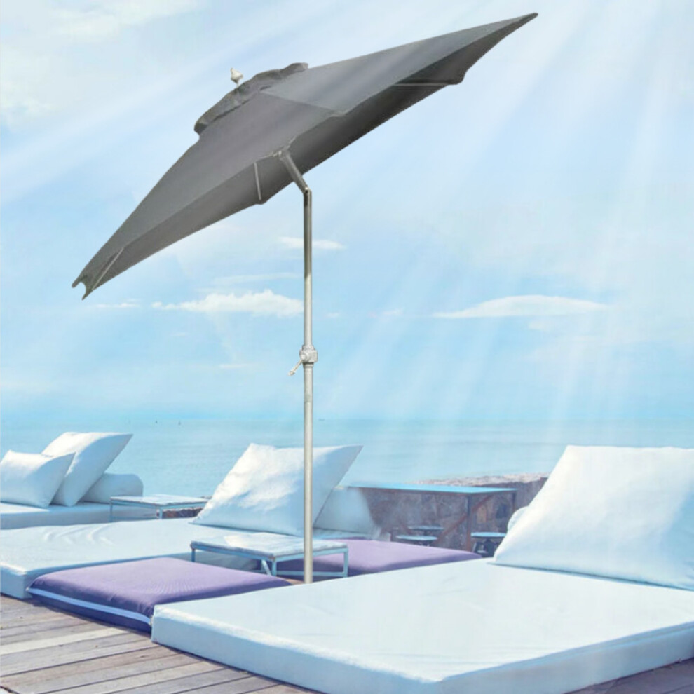 2m Black Aluminium Parasol Garden Umbrella with Tilt Mechanism