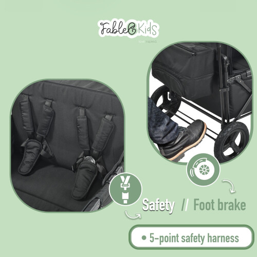 FableKids LEO X4Plus with roof foldable trolley Onyx Black 2