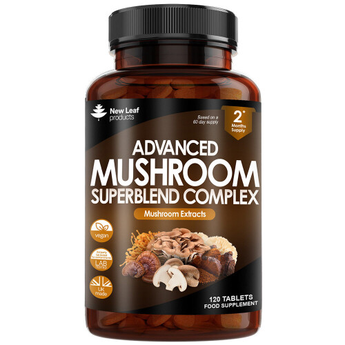New Leaf Product Mushroom Complex - Superblend Of 6 Mushroom Extracts - 120 Tablets