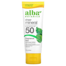 Alba Botanica, Leichte Mineralische Sonnencreme-Lotion, LSF 50, Duftstofffrei, 3 fl oz (89 ml)