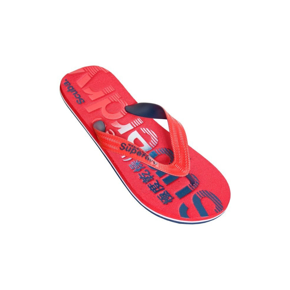 (UK 12/13) SUPERDRY Classic Scuba Flip Flops Red