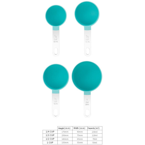 (Pink) Measuring Cups, 8pcs Measuring Cups and Spoons Set 1
