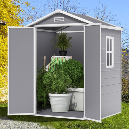Living And Home 6x4ft Plastic Outdoor Garden Storage Shed with Lockable Door 1