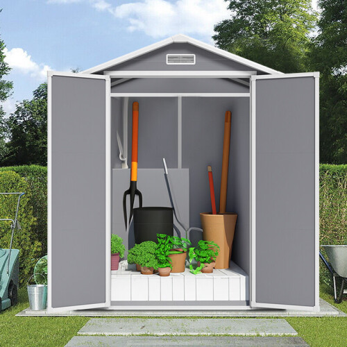 Living And Home 6x4ft Plastic Outdoor Garden Storage Shed with Lockable Door 2