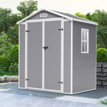 6x4ft Plastic Outdoor Garden Storage Shed with Lockable Door