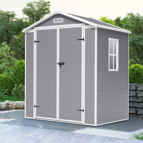 Living And Home 6x4ft Plastic Outdoor Garden Storage Shed with Lockable Door