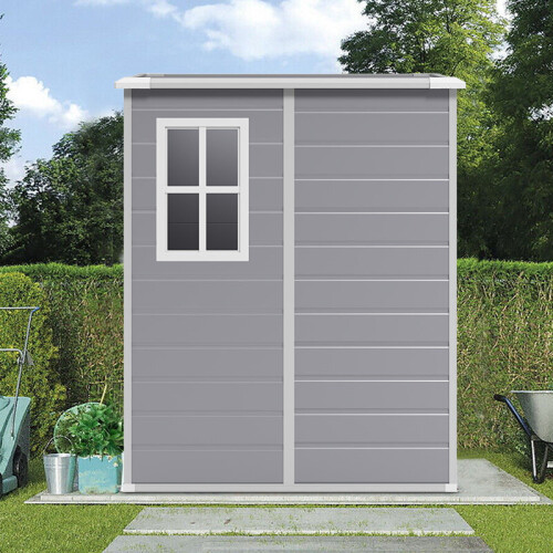 Living And Home 5 x 4ft Plastic Garden Storage Shed with Window High Pitched Roof 2